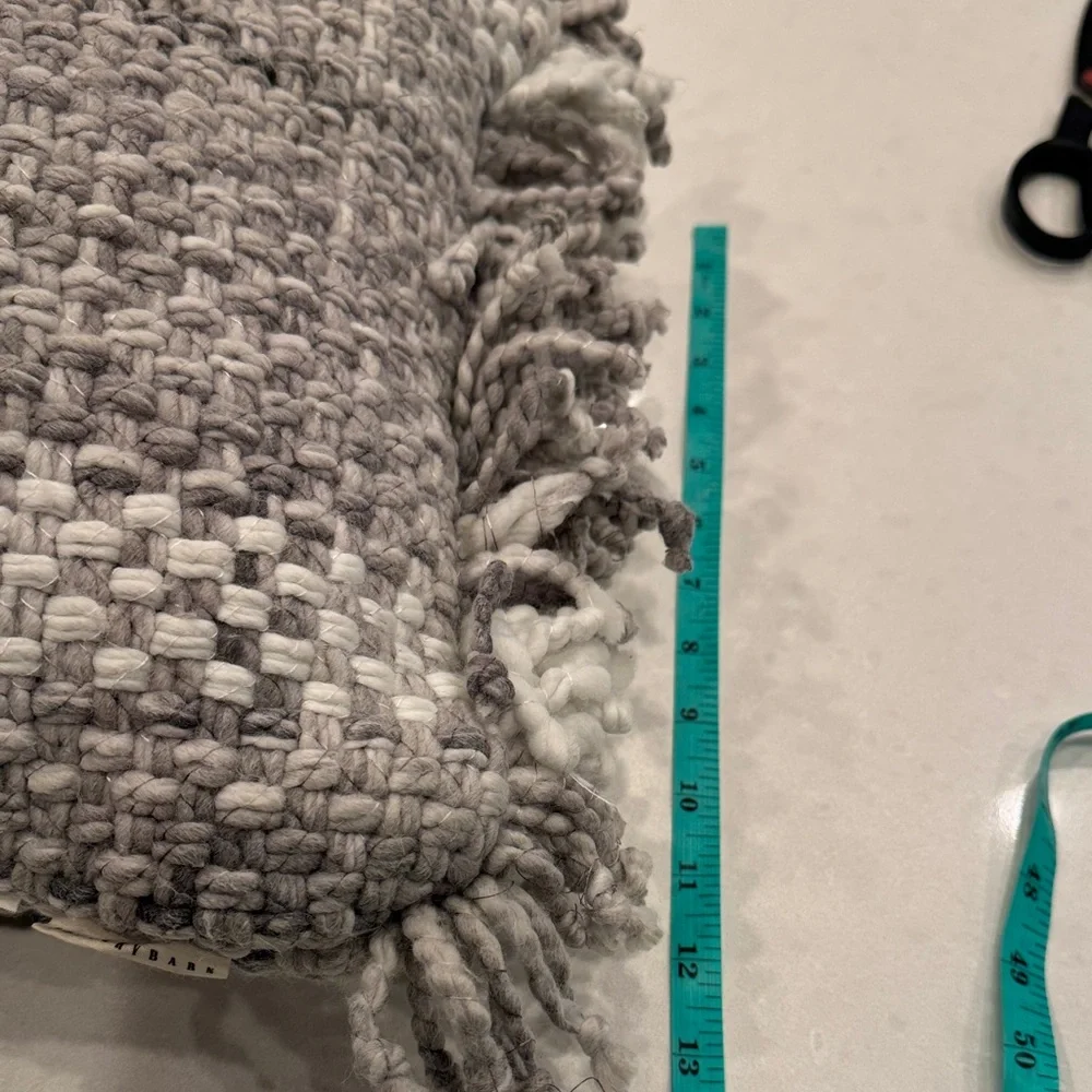 Pottery Barn Textured Gray and Cream Pillow
